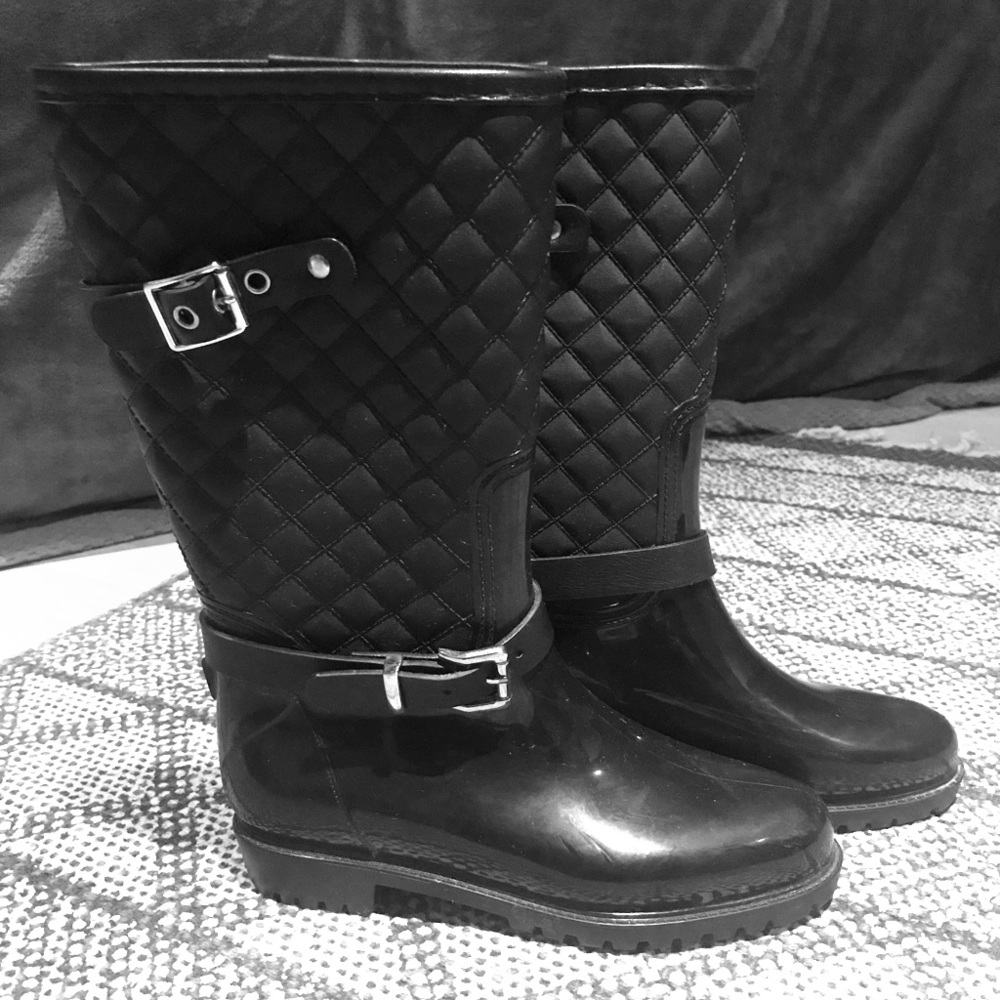 Tall quilted rain boots